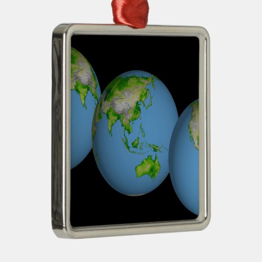 世界の地形図 メタルオーナメント (右)