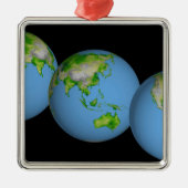 世界の地形図 メタルオーナメント (正面)