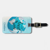 世界の地球|のターコイズの水彩画の名前は移動します ラゲッジタグ (正面横)