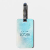 世界の地球|のターコイズの水彩画の名前は移動します ラゲッジタグ (裏面縦)