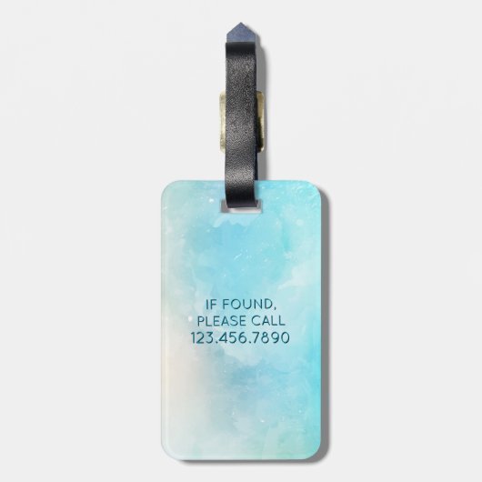 世界の地球|のターコイズの水彩画の名前は移動します ラゲッジタグ (裏面縦)