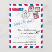 世界の場所Airmail日付を保存 案内ポストカード (正面)