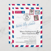 世界の場所Airmail日付を保存 案内ポストカード (正面/裏面)