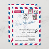 世界の場所Airmail日付を保存 案内ポストカード (正面/裏面)