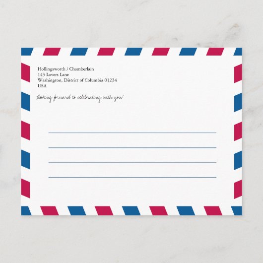 世界の場所Airmail日付を保存 案内ポストカード (裏面)