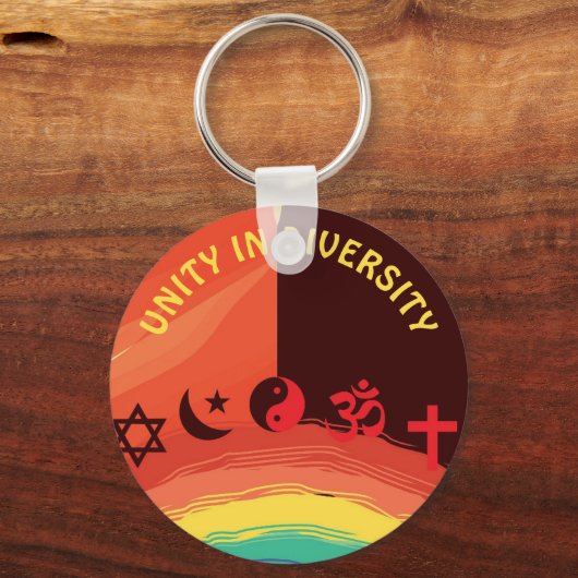 世界の多様な宗教に対する統一カスタム キーホルダー (正面)