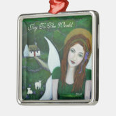 世界の天使のオーナメントへの喜び メタルオーナメント (左)