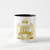 世界の夫最高の5金ゴールド星 ツートーンマグカップ (中央)