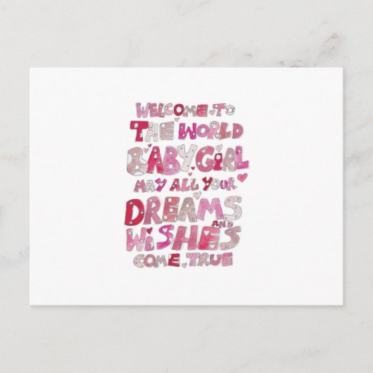 世界の女の赤ちゃんへの歓迎 ポストカード (正面)
