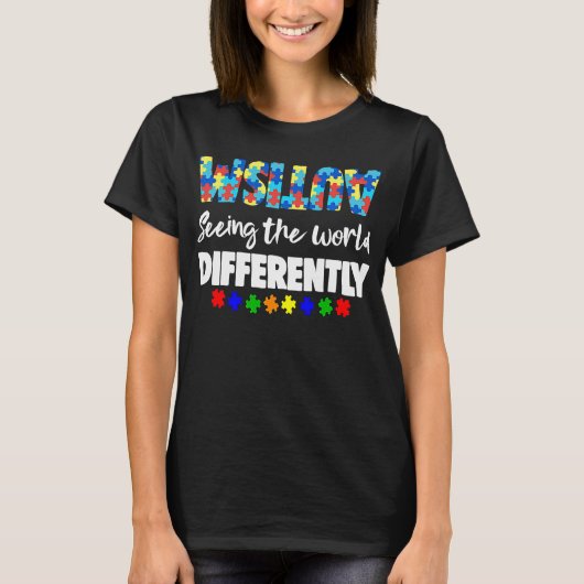 世界の女子違う自閉症熱狂する待ち Tシャツ (正面)