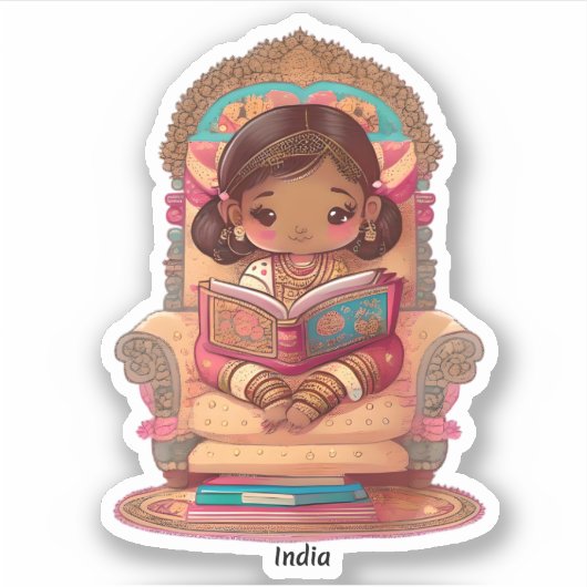 世界の女読の子 – インド シール (正面)