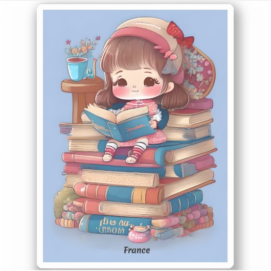 世界の女読の子 – フランス シール (正面)