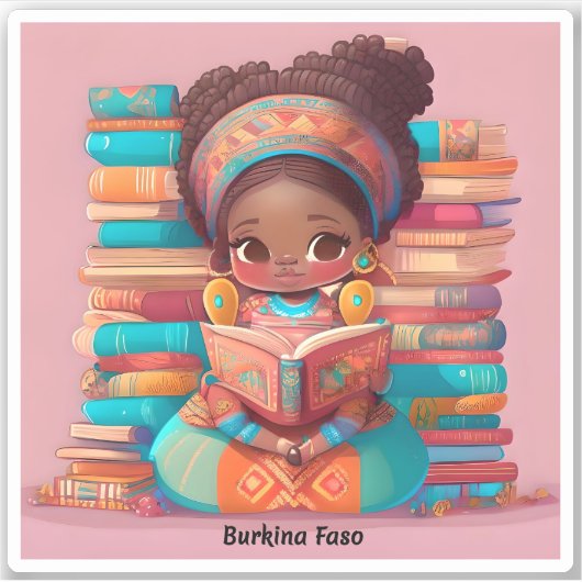 世界の女読の子 – Burkina Faso シール (正面)