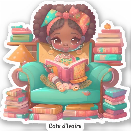 世界の女読の子 – Cote d'Ivoire シール (正面)