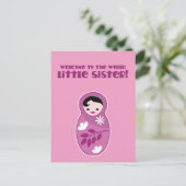 世界の妹への歓迎! babushkaの人形 ポストカード (スタンド正面)