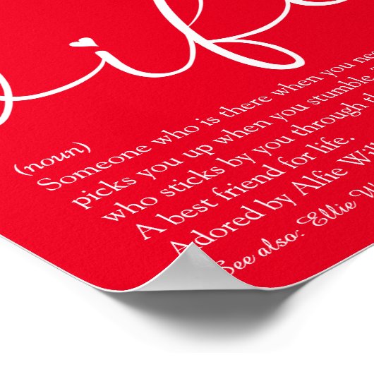 世界の妻の最高の定義シックなスクリプト赤 ポスター (角)