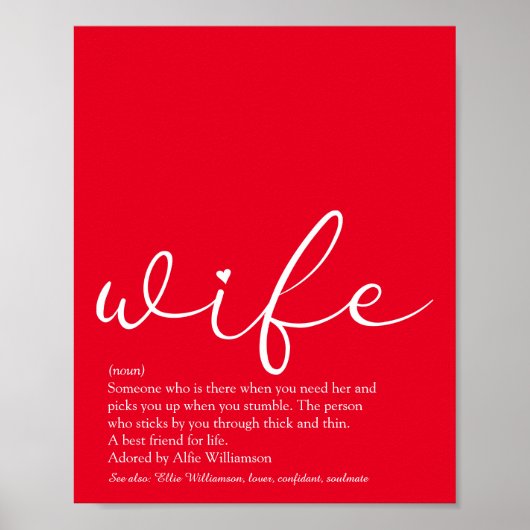 世界の妻の最高の定義シックなスクリプト赤 ポスター (正面)