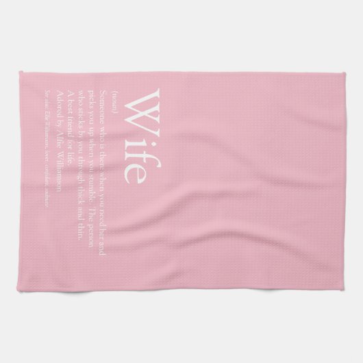 世界の妻最高のの定義ピンクガーリーおもしろい キッチンタオル (横)