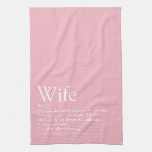 世界の妻最高のの定義ピンクガーリーおもしろい キッチンタオル (縦)