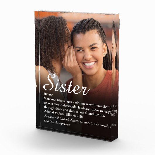 世界の姉妹最高の定義のスクリプト写真 フォトブロック (右)