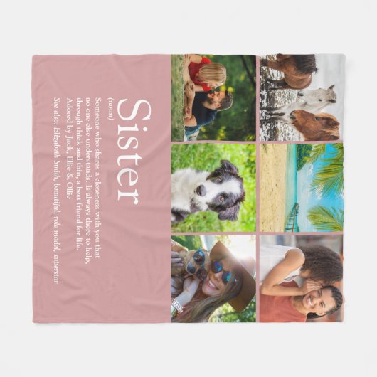 世界の姉妹最高の定義6フォトピガーリーンク フリースブランケット (正面(横))