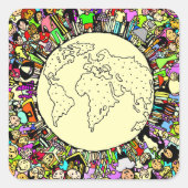 世界の子どもたち スクエアシール (正面)