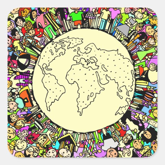 世界の子どもたち スクエアシール (正面)