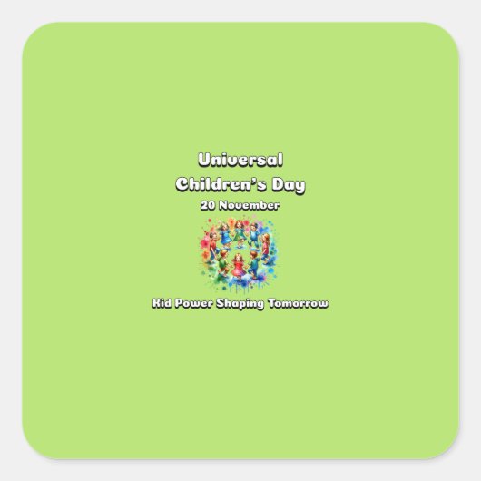 世界の子どもの日。明日のキッド・パワー・シェーピング。 スクエアシール (正面)
