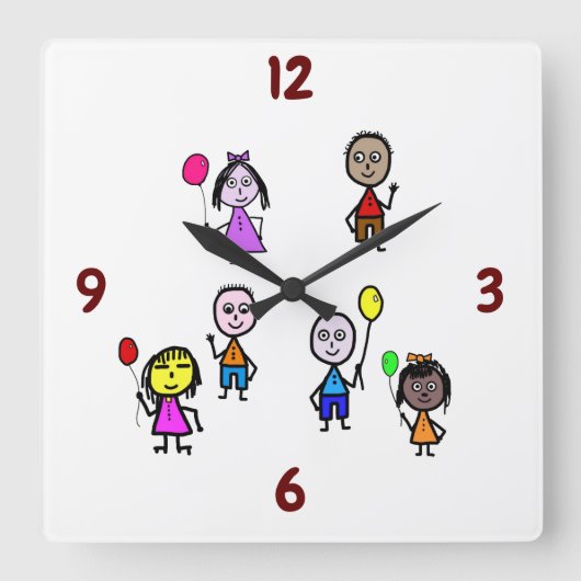 世界の子供時計 スクエア壁時計 (正面)