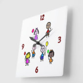 世界の子供時計 スクエア壁時計 (傾斜)