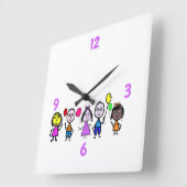 世界の子供時計 スクエア壁時計 (傾斜)