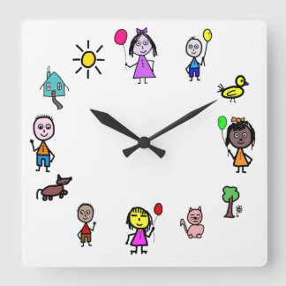世界の子供時計 スクエア壁時計