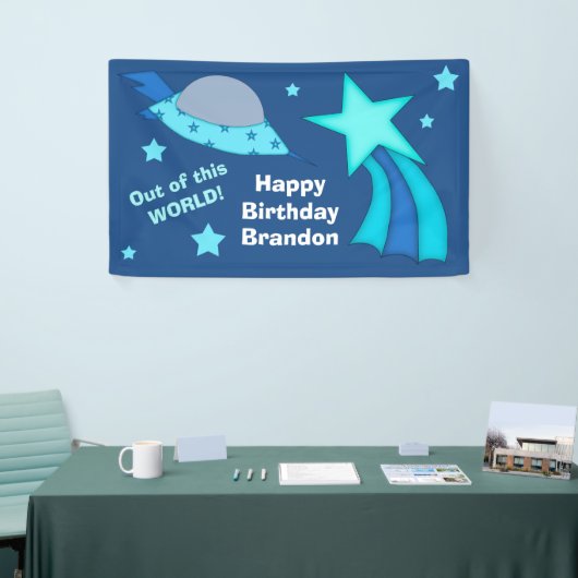 世界の宇宙船の誕生会から 横断幕 (トレードショー)