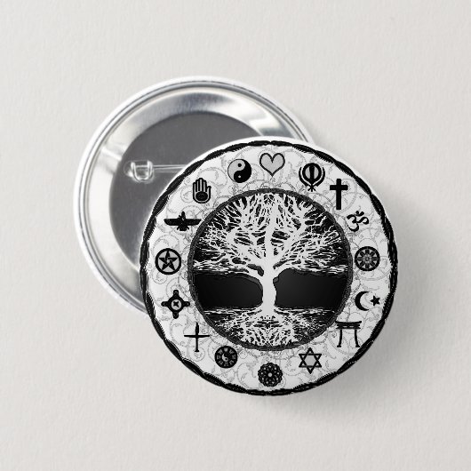 世界の宗教の生命の樹 缶バッジ (正面&裏面)