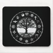 世界の宗教の白黒木 マウスパッド (正面)