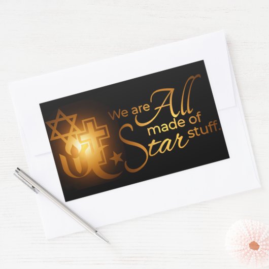 世界の宗教はすべてスター物 長方形シール (封筒)