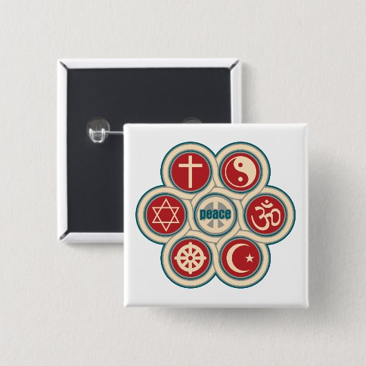 世界の宗教平和 缶バッジ (正面&裏面)