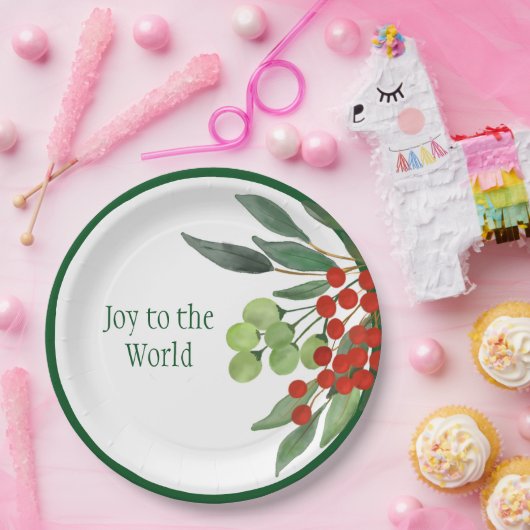 世界の宗教赤い緑のクリスマスへの喜び ペーパープレート (パーティー)