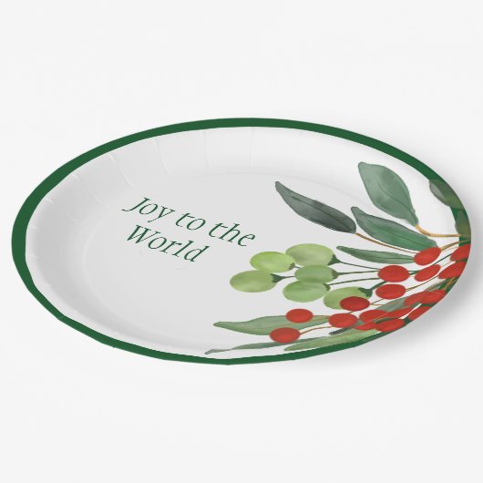 世界の宗教赤い緑のクリスマスへの喜び ペーパープレート (アングル)