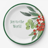 世界の宗教赤い緑のクリスマスへの喜び ペーパープレート (正面)