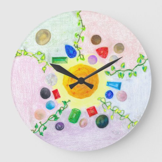 世界の宝石と真珠の時計 ラージ壁時計 (正面)