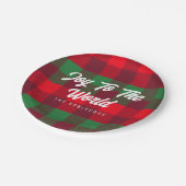 世界の家族クリスマスバッファロープレイドへの喜び ペーパープレート (アングル)