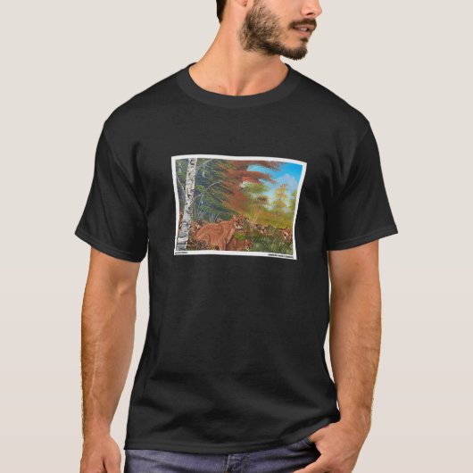 世界の山の動物のクガー Tシャツ (正面)