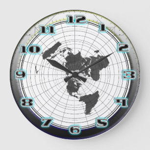 世界の平らな地球のGleasonsの静止した地図 ラージ壁時計