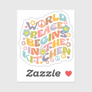 世界の平和がキッチンで始まるレトロビーガン シール