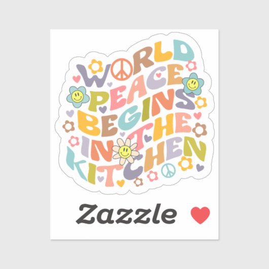 世界の平和がキッチンで始まるレトロビーガン シール (シート)