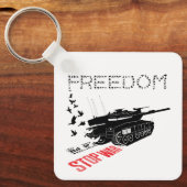 世界の平和と自由、戦争ストップが望ましい キーホルダー (正面)