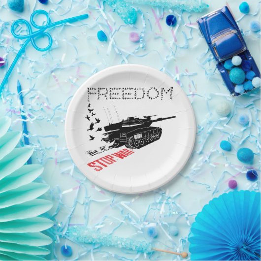 世界の平和と自由、戦争ストップが望ましい ペーパープレート (パーティー)