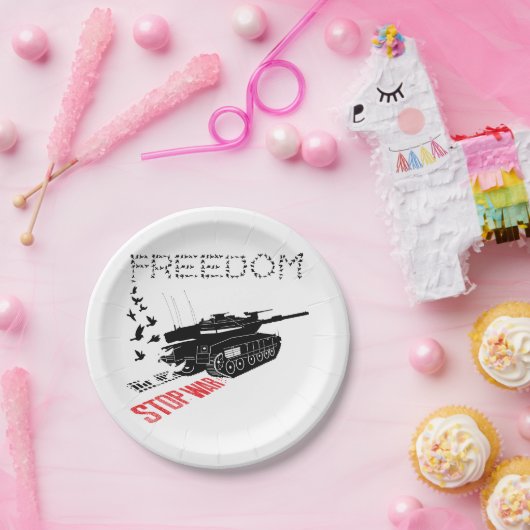 世界の平和と自由、戦争ストップが望ましい ペーパープレート (パーティー)