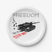 世界の平和と自由、戦争ストップが望ましい ペーパープレート (正面)